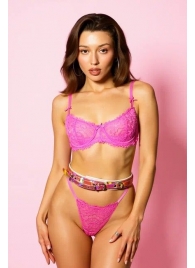 Эффектный розовый пояс из голографической эко-кожи - БДСМ Арсенал - купить с доставкой в Реутове