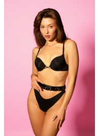 Эффектный черный пояс из лаковой эко-кожи - БДСМ Арсенал - купить с доставкой в Реутове