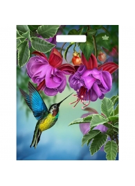 Пакет с принтом в виде колибри в цветах с вырубной ручкой (31х40 см) - Сима-Ленд - купить с доставкой в Реутове