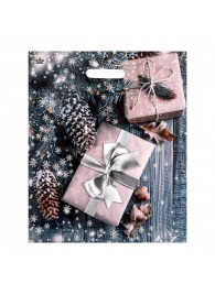 Новогодний пакет с принтом в виде подарков и вырубной ручкой (45х38 см) - Сима-Ленд - купить с доставкой в Реутове