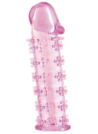 Розовая насадка на пенис с шипами - 12,5 см. - A-toys - в Реутове купить с доставкой