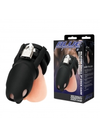 Черная клетка для пениса Silicone Small 2 in Cock Cage With Ball Divider - BlueLine - купить с доставкой в Реутове