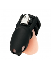 Черная клетка для пениса Silicone Small 2 in Cock Cage With Ball Divider - BlueLine - купить с доставкой в Реутове