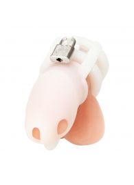 Белая клетка для пениса Silicone Small 2 in Cock Cage With Ball Divider - BlueLine - купить с доставкой в Реутове