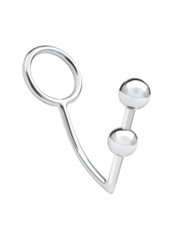 Кольцо на пенис с анальным стимулятором Two Bead Stainless Steel Anal Hook   Cock Ring - BlueLine - в Реутове купить с доставкой