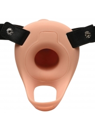 Телесный полый страпон 2  Erection 28X Smooth Vibrating Silicone Penis Sheath - 16 см. - XR Brands - купить с доставкой в Реутове