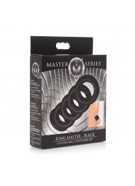 Комплект из 5 черных эрекционных колец для мошонки Ring Master Custom Ball Stretcher Kit - XR Brands - в Реутове купить с доставкой