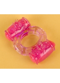 Фиолетовое виброкольцо с двумя вибропульками - Toyfa Basic - в Реутове купить с доставкой