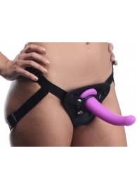 Лиловый поясной страпон Navigator Silicone G-Spot Dildo with Harness - 17,8 см. - XR Brands - купить с доставкой в Реутове