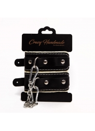 Черные скругленные наручники с мягкой бежевой подкладкой - Crazy Handmade - купить с доставкой в Реутове