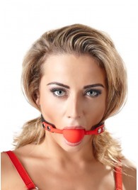 Силиконовый кляп-шар на чёрных ремешках Red Gag silicone - Orion - купить с доставкой в Реутове