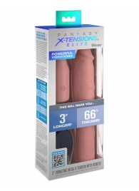 Телесная вибронасадка на член 3  Vibrating Mega X-tension with Remote - 22,9 см. - Pipedream - в Реутове купить с доставкой