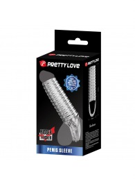 Прозрачная насадка на пенис с ребрышками и подхватом мошонки - Baile - в Реутове купить с доставкой