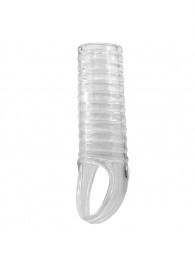 Прозрачная насадка на пенис с ребрышками и подхватом мошонки - Baile - в Реутове купить с доставкой