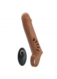 Коричневая вибронасадка с подхватом мошонки и пультом ДУ - Baile - в Реутове купить с доставкой