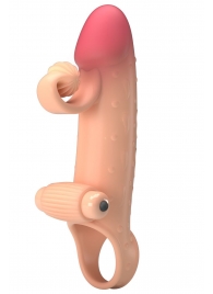 Телесная вибронасадка на пенис с подхватом мошонки - 20 см. - Baile - в Реутове купить с доставкой