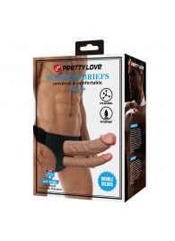 Темно-бежевый фаллопротез для двойного проникновения - 17,5 см. - Baile - купить с доставкой в Реутове