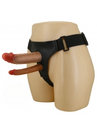 Темно-бежевый фаллопротез для двойного проникновения - 17,5 см. - Baile - купить с доставкой в Реутове