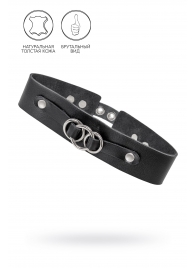 Черный чокер-ошейник со связанными кольцами на подложке - Pecado - купить с доставкой в Реутове