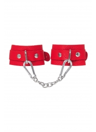 Красные кожаные наручники-браслеты со скруглёнными углами - Pecado - купить с доставкой в Реутове