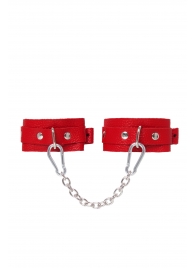 Красные кожаные узкие оковы со скруглёнными углами - Pecado - купить с доставкой в Реутове