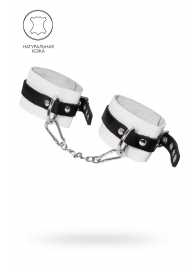 Бело-черные мягкие оковы с одним ремешком и люверсами - Pecado - купить с доставкой в Реутове