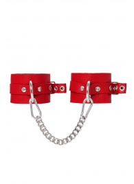 Красные мягкие кожаные оковы с люверсами - Pecado - купить с доставкой в Реутове