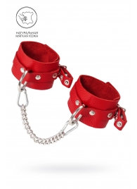 Красные мягкие кожаные оковы с люверсами - Pecado - купить с доставкой в Реутове