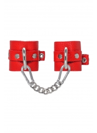 Красные мягкие кожаные наручники с люверсами - Pecado - купить с доставкой в Реутове
