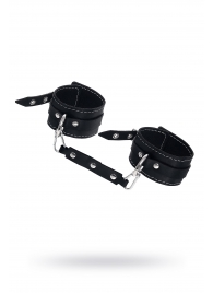 Черные двухслойные кожаные оковы с белой строчкой - Pecado - купить с доставкой в Реутове