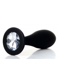 Черная анальная втулка с прозрачным кристаллом - 9,2 см. - Boys of Toys