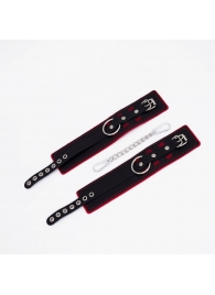 Черно-красные оковы с красной строчкой Sex - Crazy Handmade - купить с доставкой в Реутове