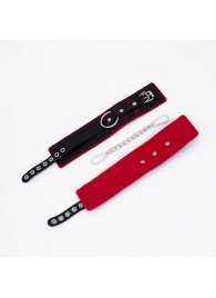 Черно-красные оковы с красной строчкой Sex - Crazy Handmade - купить с доставкой в Реутове