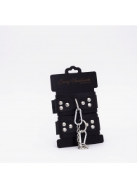 Черные кожаные наручники с регулируемыми ремешками - Crazy Handmade - купить с доставкой в Реутове