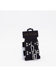 Черные кожаные оковы с регулируемыми ремешками - Crazy Handmade - купить с доставкой в Реутове