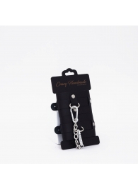 Черные кожаные наручники с хромированной фурнитурой - Crazy Handmade - купить с доставкой в Реутове