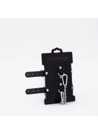 Черные кожаные оковы с хромированной фурнитурой - Crazy Handmade - купить с доставкой в Реутове