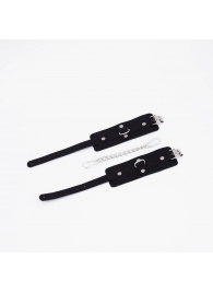 Черные кожаные оковы с хромированной фурнитурой - Crazy Handmade - купить с доставкой в Реутове