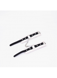 Бело-красные кожаные наручники - Crazy Handmade - купить с доставкой в Реутове