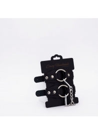 Черные кожаные оковы с кольцом - Crazy Handmade - купить с доставкой в Реутове