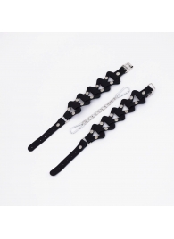 Черные кожаные наручники из звеньев - Crazy Handmade - купить с доставкой в Реутове