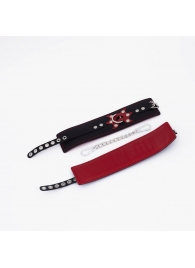 Черные кожаные оковы с красным декором и строчкой - Crazy Handmade - купить с доставкой в Реутове