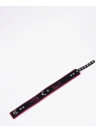 Черно-розовый кожаный ошейник с розовой строчкой - Crazy Handmade - купить с доставкой в Реутове