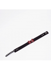 Черный ошейник с красным декором и строчкой - Crazy Handmade - купить с доставкой в Реутове