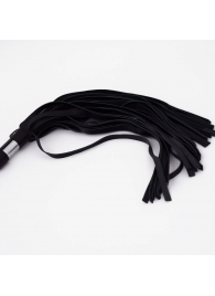 Черный кожаный флоггер со стальной ручкой - 45 см. - Crazy Handmade - купить с доставкой в Реутове