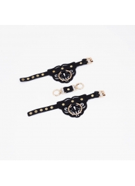 Черные наручники с золотистой фурнитурой - Crazy Handmade - купить с доставкой в Реутове