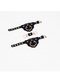 Черные наручники с золотистой фурнитурой - Crazy Handmade - купить с доставкой в Реутове