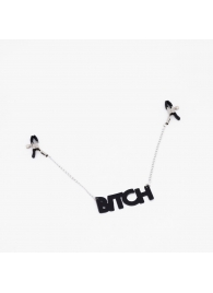 Зажимы на соски с кожаной подвеской Bitch - Crazy Handmade - купить с доставкой в Реутове