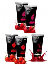 Набор из 5 съедобных лубрикантов JUJU (клубника х 2, малина х 2, вишня) - JuJu - купить с доставкой в Реутове