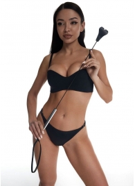 Стек с черным кожаным наконечником в виде сердца и металлической ручкой - 67 см. - Crazy Handmade - купить с доставкой в Реутове